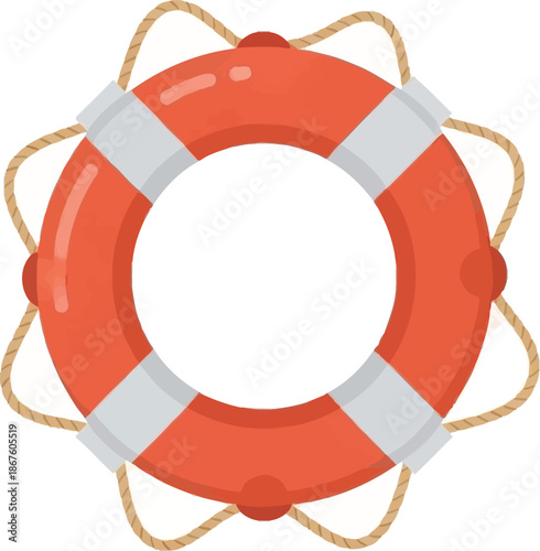 A simple illustration of a red and white life preserver ring