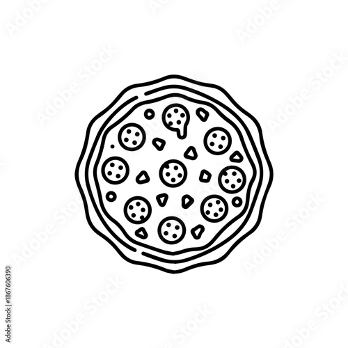 Delicious round pizza with toppings isolated on transparent background, Vector
