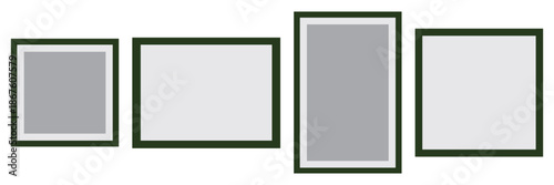 Photo Frame Mockup Set in Various Orientations and Aspect Ratios – Isolated on White Background
 with Soft Shadows