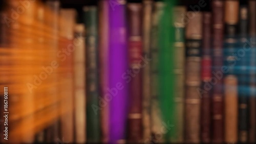 Wallpaper Mural Abstract motion graphic loop featuring heavily blurred vertical strips of color transitioning smoothly across a background resembling book spines seamless, conceptual, heavily Torontodigital.ca