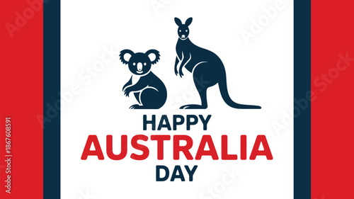 happy australia day celebration design with kangaroo and koala illustration australian national holiday january 26 banner