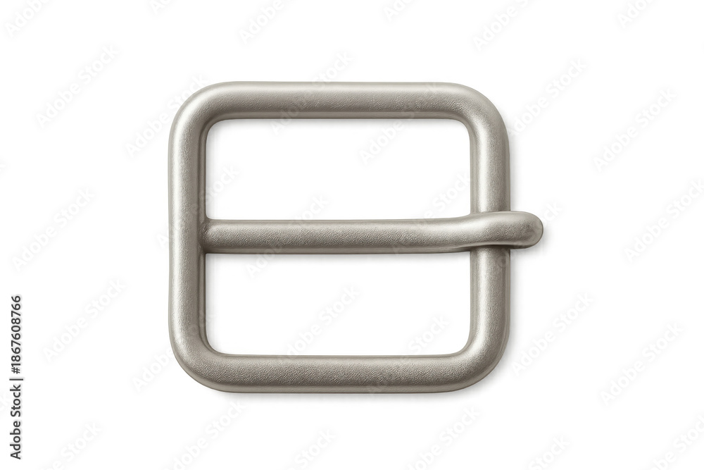 Fototapeta premium Silver metal square buckle hardware on transparent background