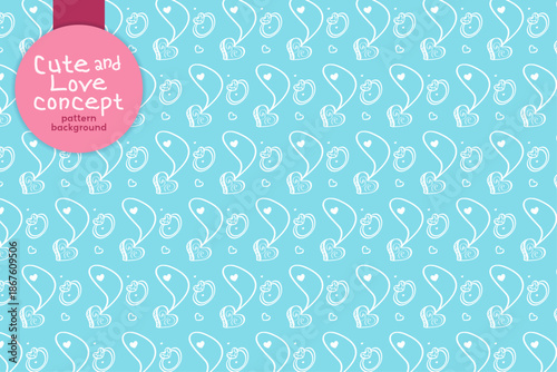 Blue and Love Heart Ring and Locket Valentine's Day Concept Pattern Seamless in Vector Art