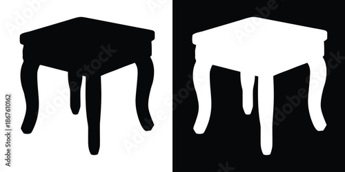 Stool icon. Wooden stool silhouette vector. Furniture silhouette symbol