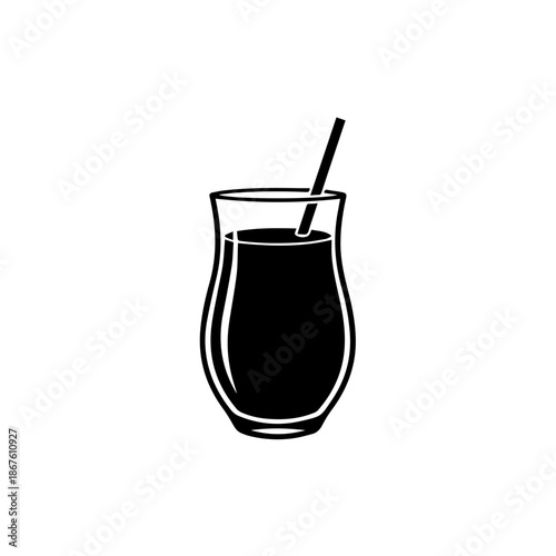 A glass of dark beverage isolated on transparent background, Vector