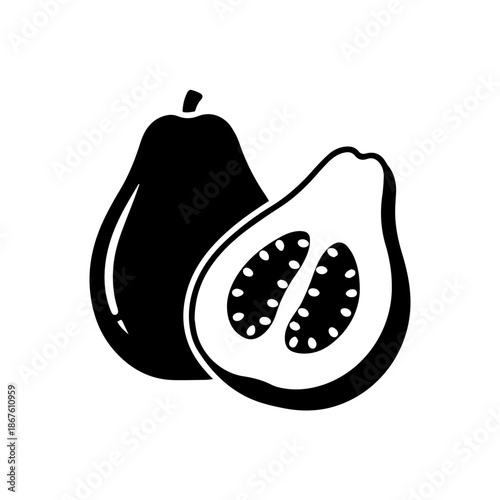 Sliced papaya display isolated on transparent background, Vector