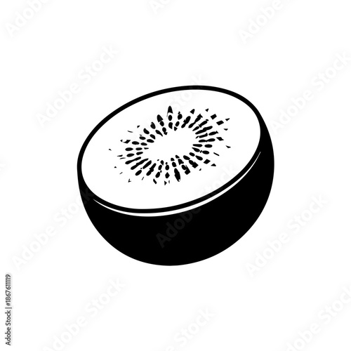 Cross section of kiwi fruit isolated on transparent background, Vector