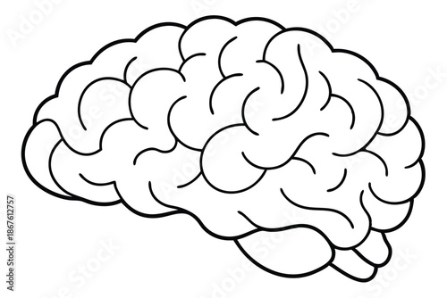 Digital Glitch Style Human Brain Illustration, Technology and Cybersecurity Concept in Black and White Vector