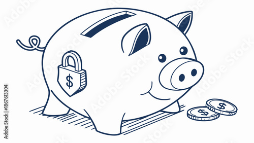 “Money saving piggy bank icon, outline SVG, modern flat design, no gradients”