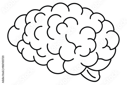 Conceptual brain icon representing intelligence, logic, and cognitive function in monochrome vector.