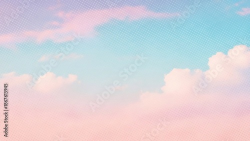 Pastel color sky with soft cloud background. Dreamy atmosphere and ethereal aesthetic for graphic design artwork. Minimalist wallpaper.