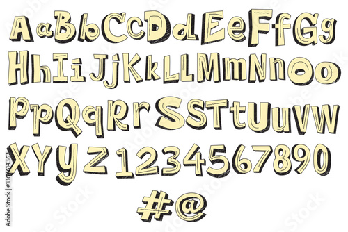 Vector Doodle Sketch Alphabet Cutout