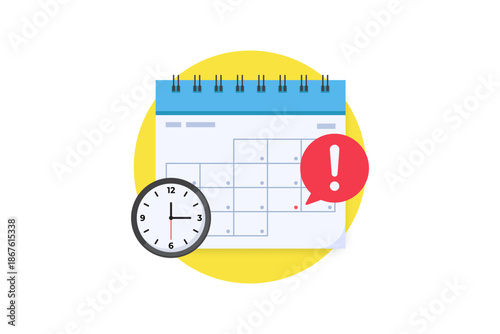 vector illustration of Calendar With Alarm, Clock, and Notification Emphasizing Scheduling, Deadlines, and Time Management.