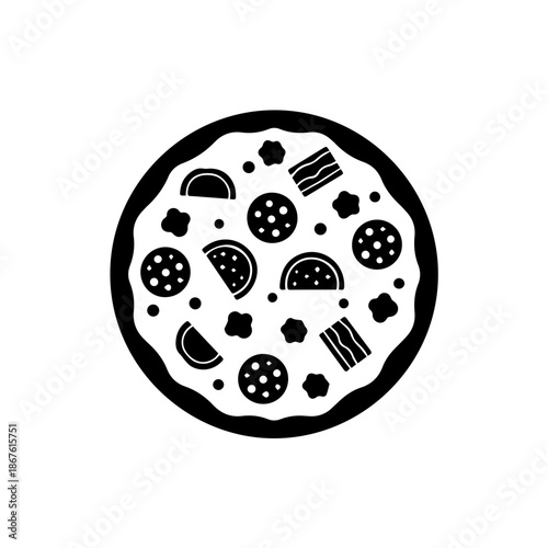 Black and white cookie pattern isolated on transparent background, Vector