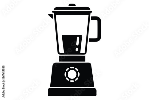 Black and White Kitchen Blender Silhouette Icon for Recipe Blogs and Cooking Tutorial Design