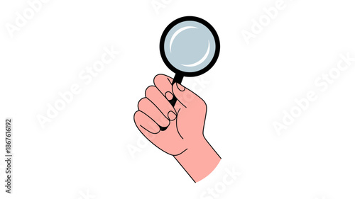A human hand grasping a magnifying glass, representing concepts of discovery and close examination