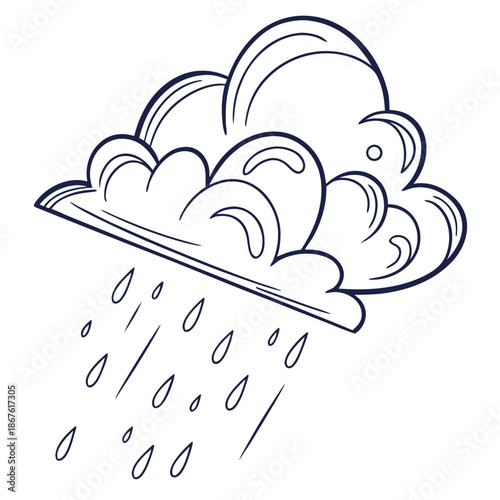 Cloud with rain drops raindrops weather outline