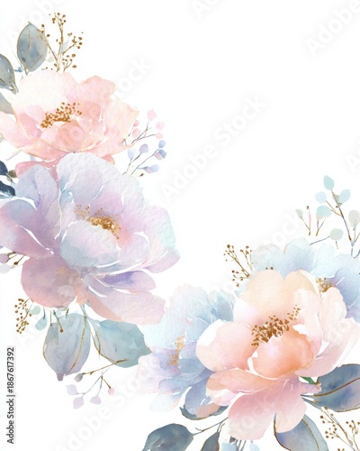 Soft Pastel Floral Birthday Greeting Card Design with Flowers