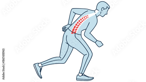“Lower back pain icon, human body outline, medical flat SVG, isolated on white”