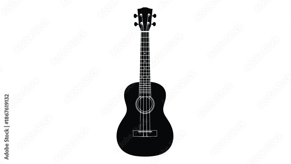 Obraz premium Black silhouette of an acoustic guitar on a isolated on white background