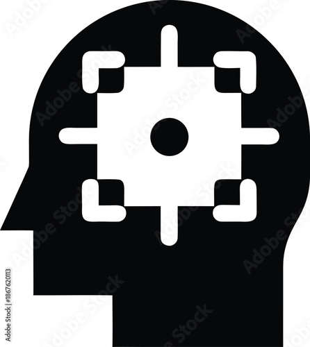 digital sentience recognition emblem silhouette vector on transparent background