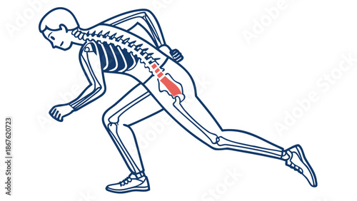 “Lower back pain icon, human body outline, medical flat SVG, isolated on white”