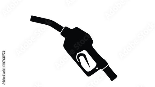 Black silhouette of a gas pump nozzle isolated on white background