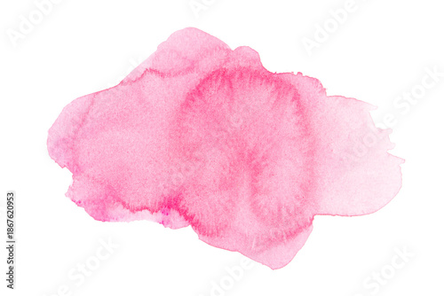 pink abstract watercolor blot on white background