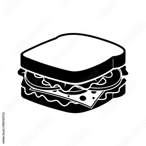 Classic sandwich with fresh ingredients isolated on transparent background, Vector