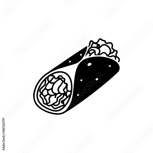 Delicious burrito ready to eat isolated on transparent background, Vector