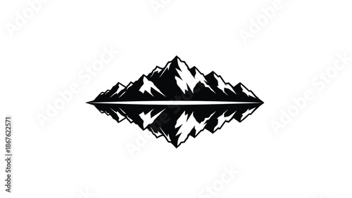 A striking black and white image featuring a mountain range and its reflection