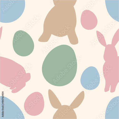 Cute seamless easter pattern with bunnies and pastel eggs designed for kids products packaging wrapping paper and spring prints