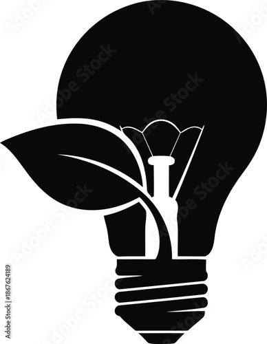 Eco Friendly Innovation and Green Energy Light Bulb Vector Illustrator