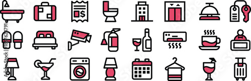 Hotel Services Icon Set Vector Symbols for Mobile and Web Apps
