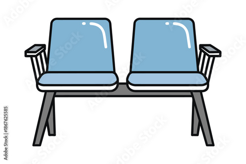 Waiting Area Seating with Two Blue Airport Terminal Chairs