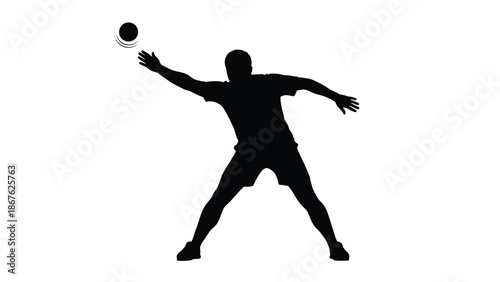 Silhouette of a person throwing or spiking a ball in a dynamic pose