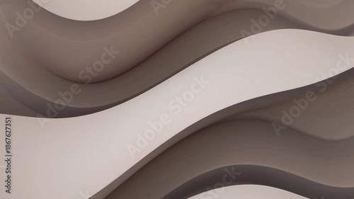 Abstract background with effortless, organic wavy lines in soft beige and light brown tones, exuding a graceful and fluid movement