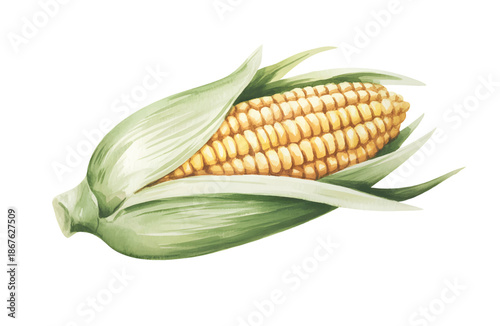 Organic sweet corn painted with delicate hand-drawn watercolor detail.

