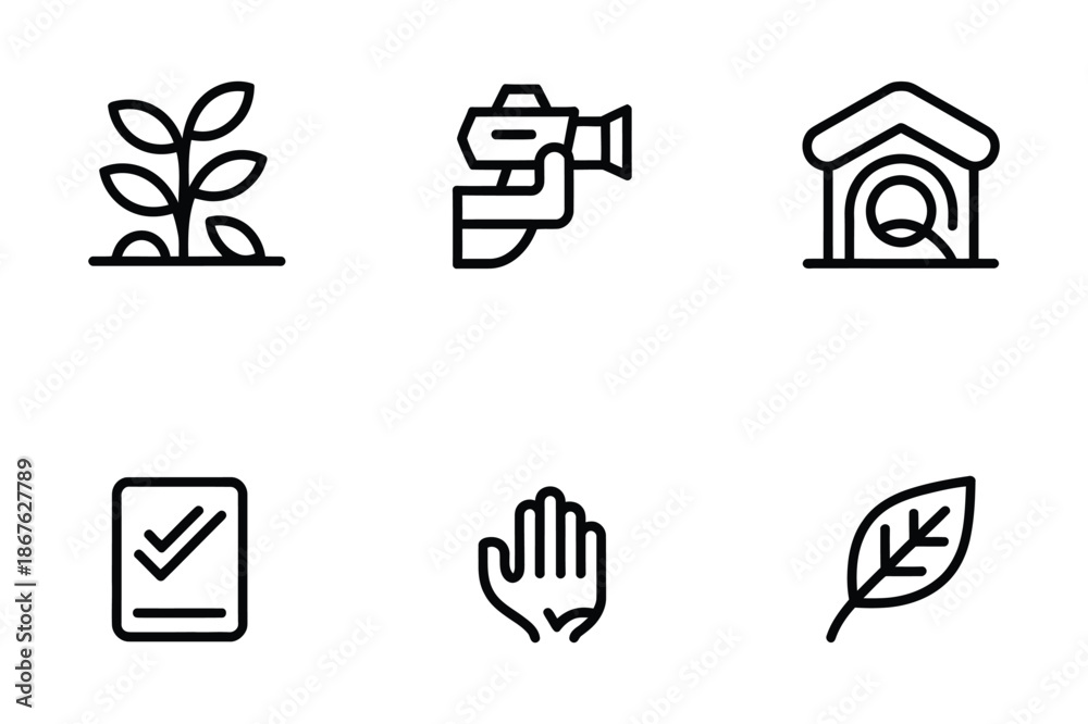 Fototapeta premium Sustainability and corporate logistics business icon set