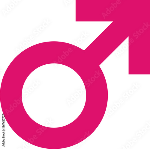 Pink Male Symbol on White Background Mars symbol gender