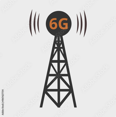 6G Cellular Tower Network Icon