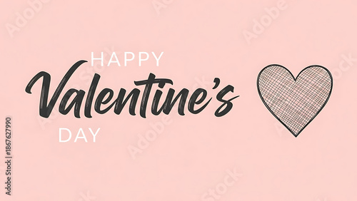 Happy valentines day greeting card with heart design on pink background
