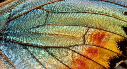 Close-up of colorful butterfly wing.