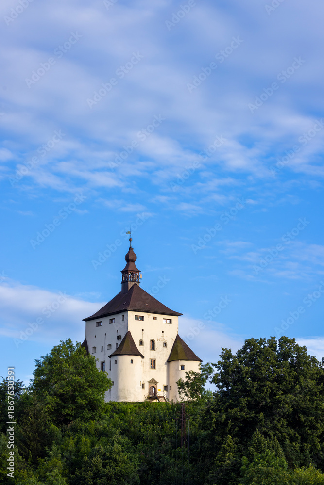 Obraz premium Old Castle in Banska Stiavnica, Slovakia standing on a hill
