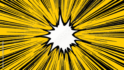 Abstract Dynamic starburst effect with bold radial lines exploding from a central focus point, creating a striking graphic composition that commands attention.