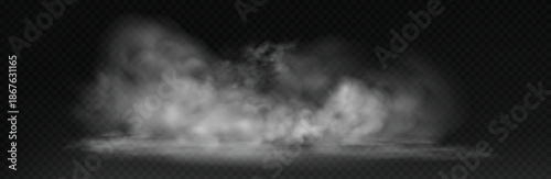 White smoke cloud with overlay effect on dark background. 