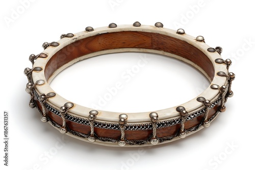 Exquisite traditional Indian damaru drum with intricate metalwork