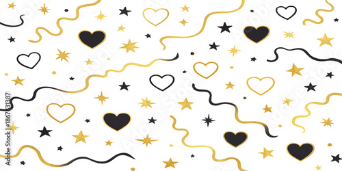 Seamless vector illustration of an abstract background with colorful splashes and blots in a heart pattern design