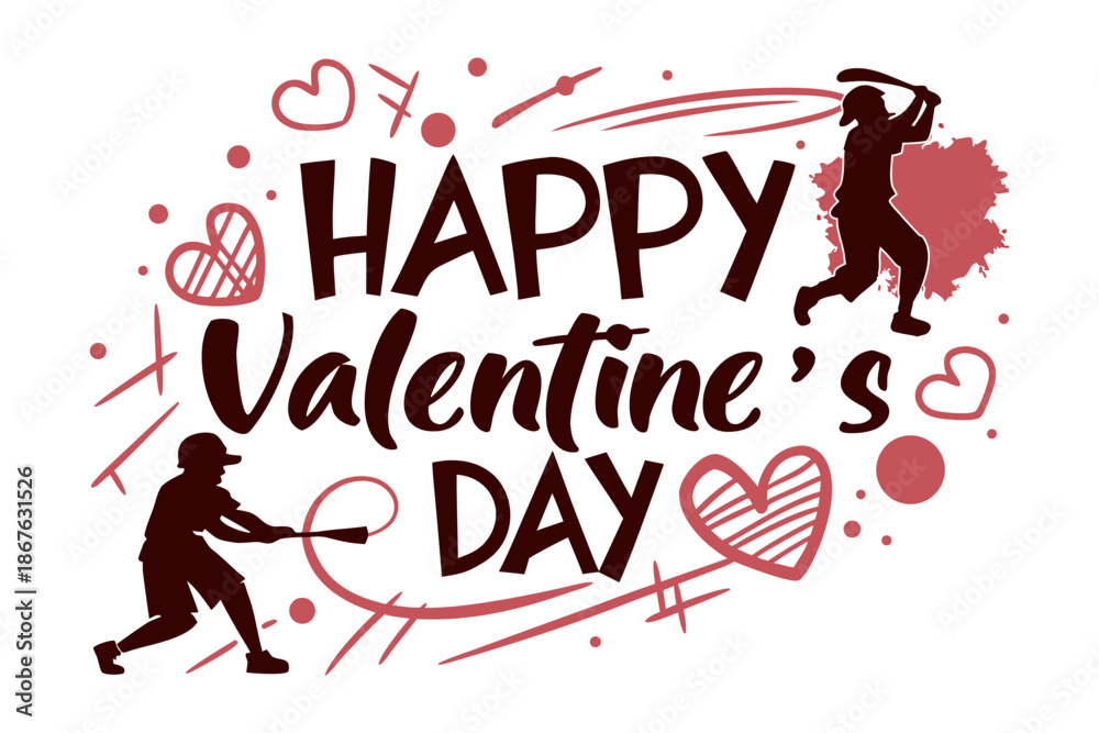 Obraz premium Happy valentine's day with baseball theme Vector