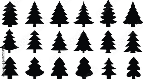 christmas, tree, silhouette, fir tree, holiday, xmas, decoration, vector, new year, winter, season, celebration, festive, ornament, design, graphic, clipart, illustration, drawing, shape, symbol, icon